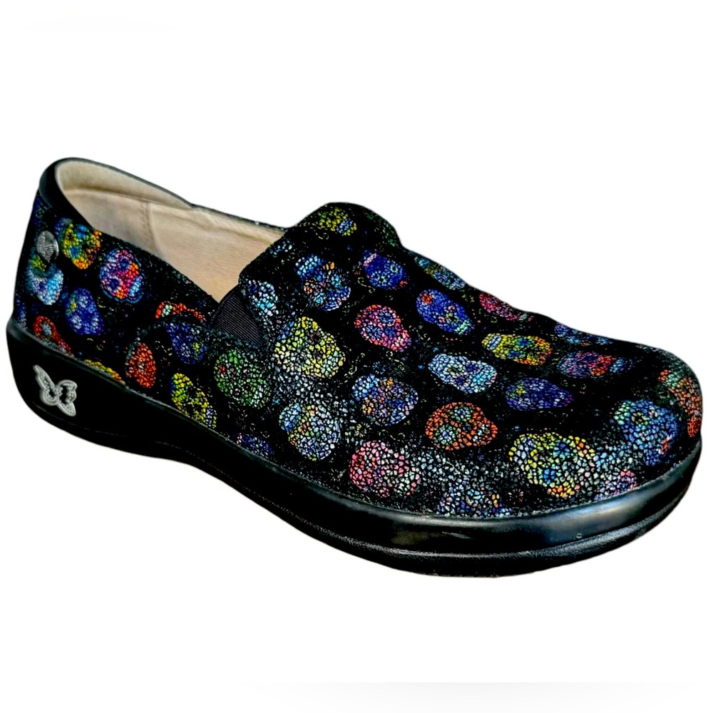 Alegria Keli PRO Sugar Skulls Dottie Slip On Professional Shoe Black EU 40/US 9 - Picture 2 of 6